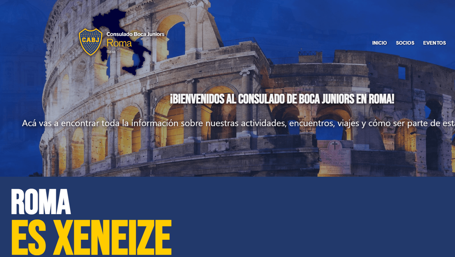 Capturas del sitio Consulado Boca Juniors Roma