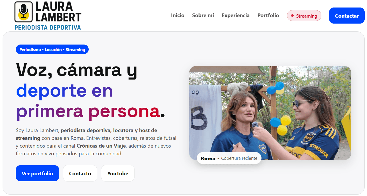 Mock del portfolio de Laura